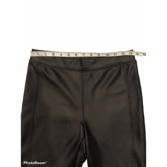 Express Womens Faux Leather Leggings Black Mid Rise Stretch Elastic Waist S‎ - Picture 6 of 9